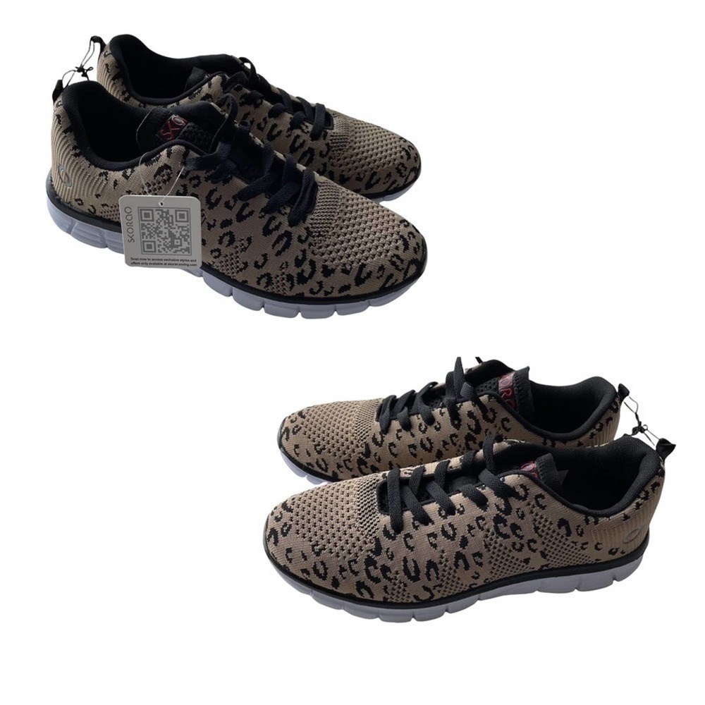 Skora Sneakers Comfort Running Shoes Natural Leopard Brown Size 9.5M athleisure - Picture 12 of 12